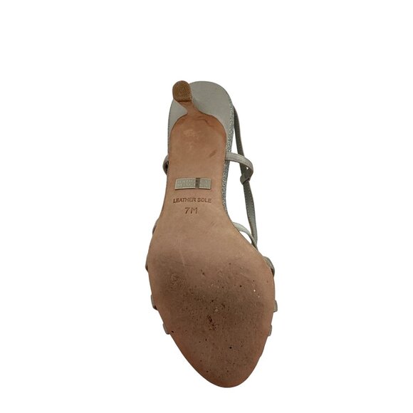 Badgley Mischka Silver Glitter Strappy Heels Size 7M 3-Inch Heel Height - Picture 4 of 6